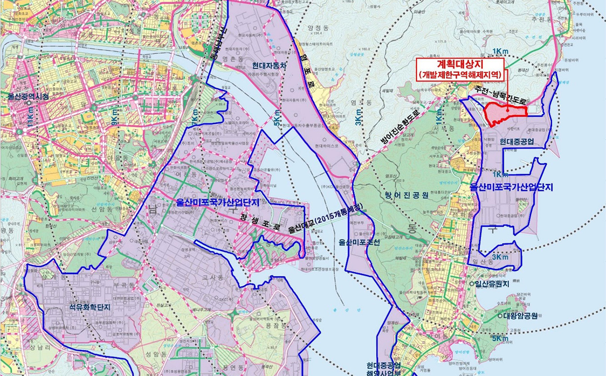 울산미포국가산업단지 미포지구 위치도